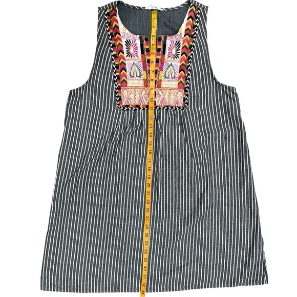 Entro Boho Striped Mini Dress with Colorful Embroidery - Size L - Picture 6 of 6